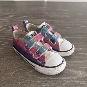 Girls Converse Toddler Chuck Taylor All Star 2V Glitter DRIP Sneakers Size 9